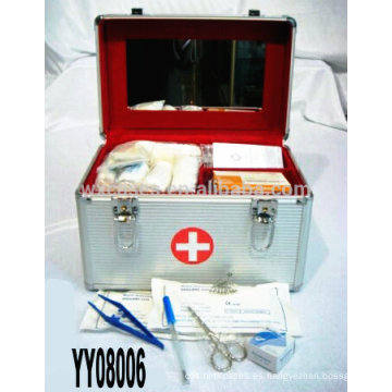 caja médica de aluminio plateado con 2 estilos